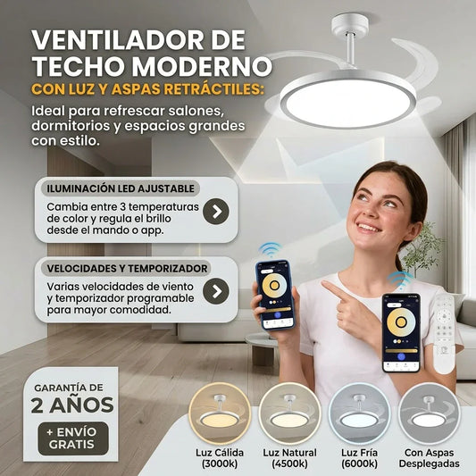 VENTILADOR DE TECHO LED + 2LRegalos Misteriosos