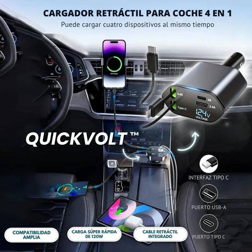 CARGADOR PARA CARRO 4 EN 1